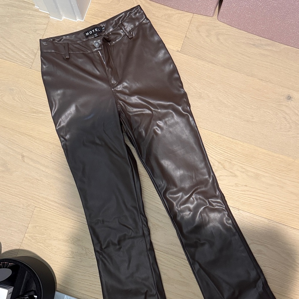 Brown Faux Leather Pants